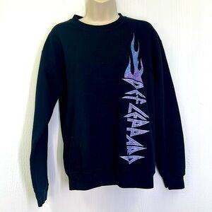 Def Leppard - Cheetah Pyromania Def Leppard Graphic Black Sweatshirt Size Small